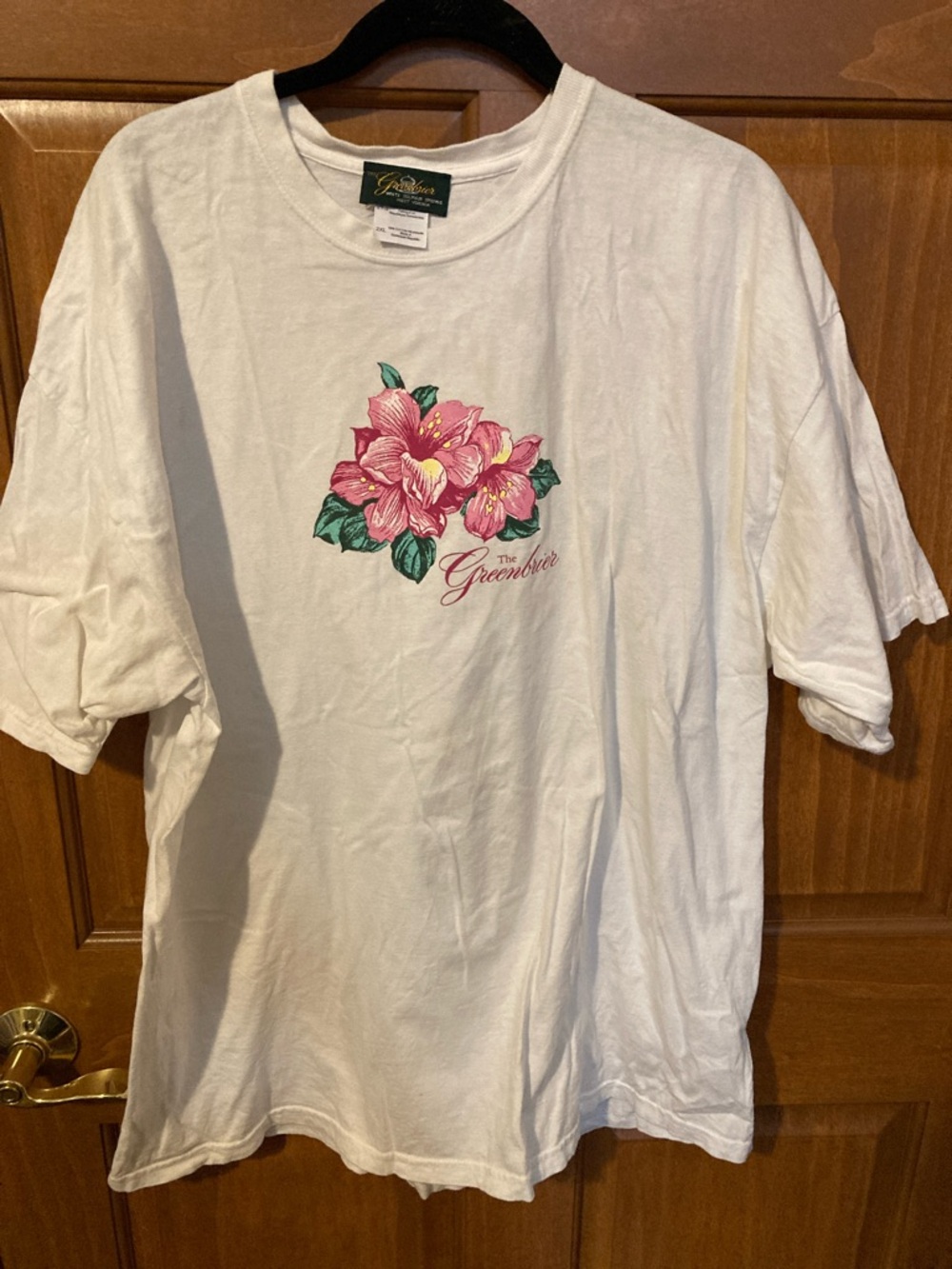 Women's White Short Sleeve Tee with Pink Floral Print